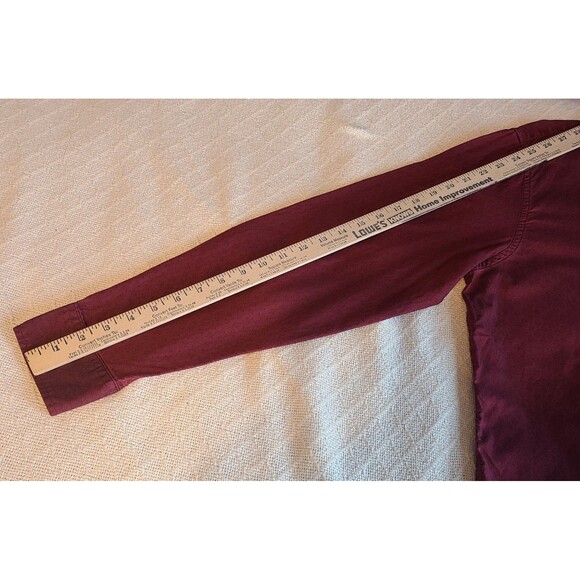 Banana Republic Mens L Oxford Button Down Shirt Maroon Untucked Fit Cotton - Picture 10 of 11